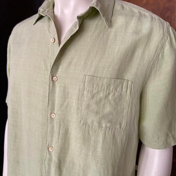 TASSO ELBA Island Green Silk/Linen Button Down Shirt sz L - Picture 2 of 7